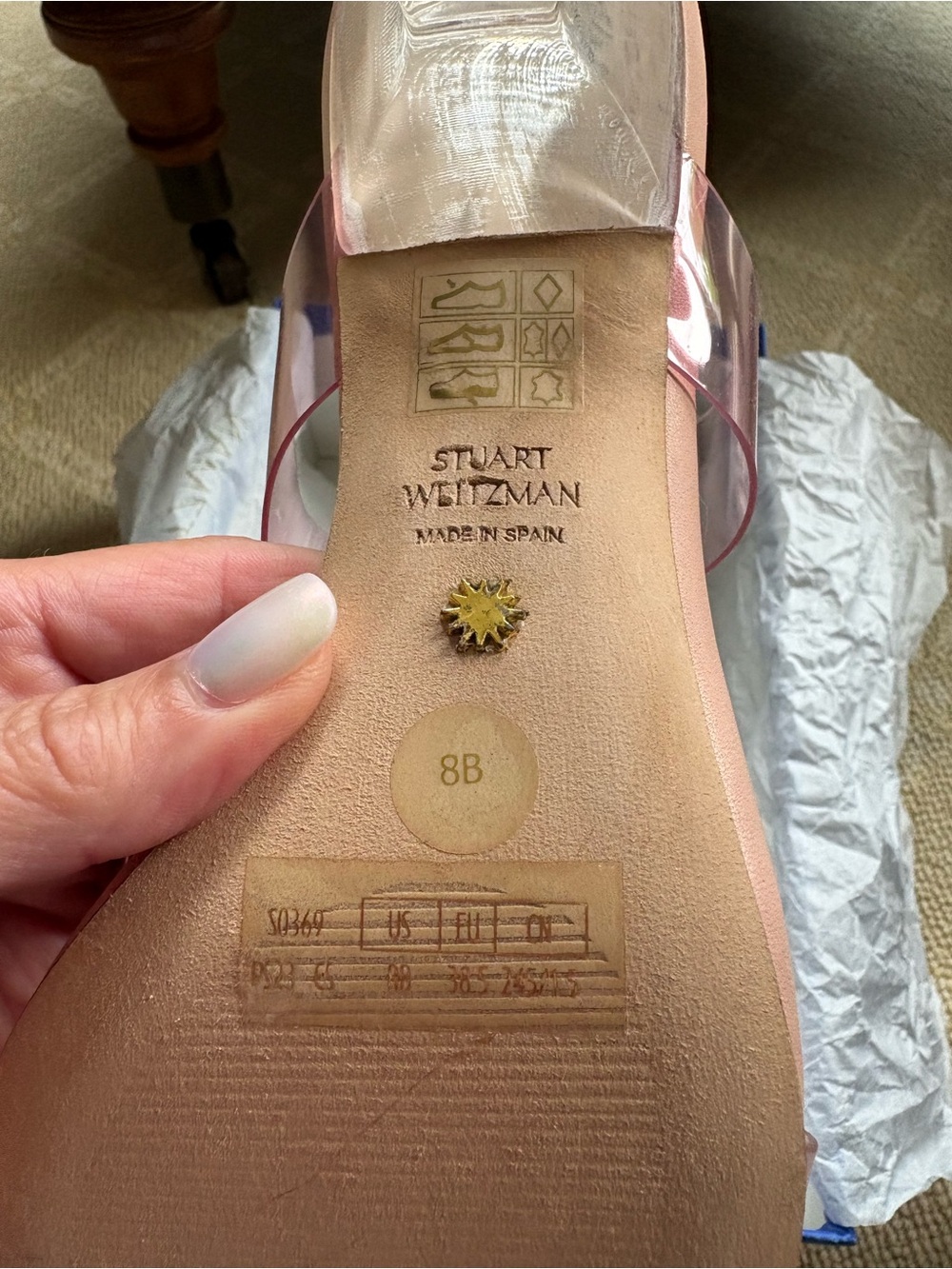 NWT Stuart Weitzman Pink Transparent Two‑Band Mules (original price $480) - Picture 6 of 11
